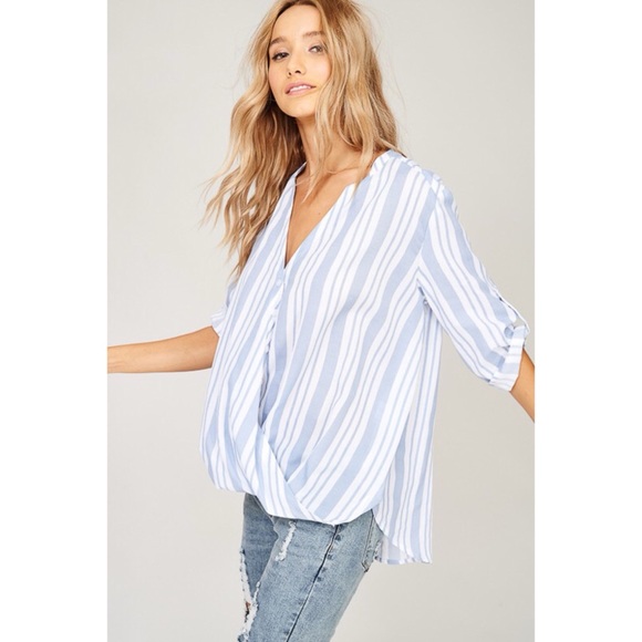 LAST ONE! High Low Button Down Gathered Top - Picture 2 of 5